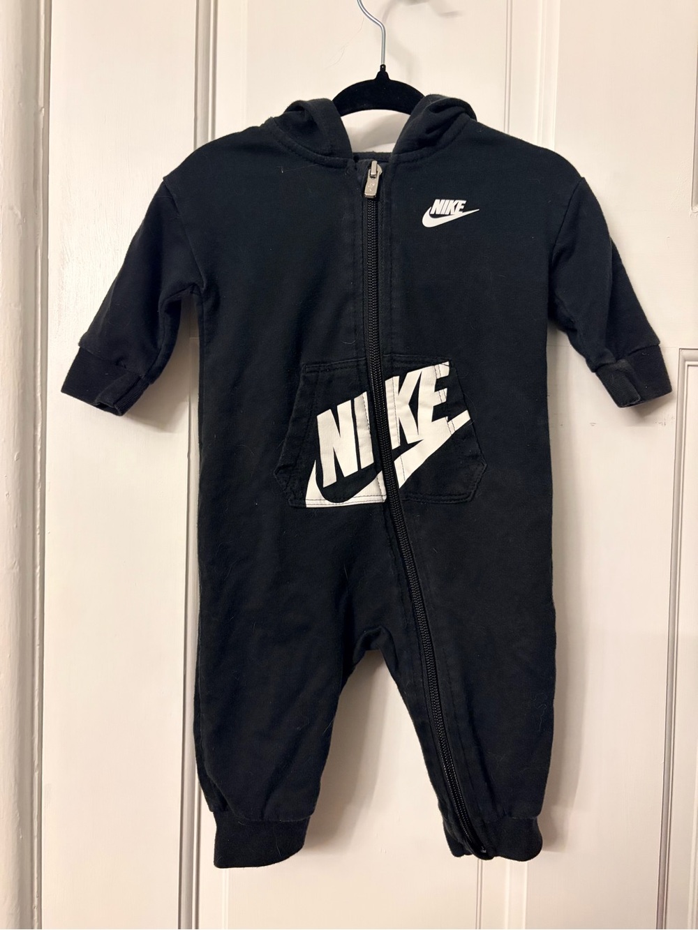 Nike Black Hooded Baby Footie with White Logo